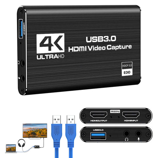 4K HDMI Capture Card,Video Capture Card, USB 3.0 HDMI Video Capturecard Full HD 1080P 60FPS
