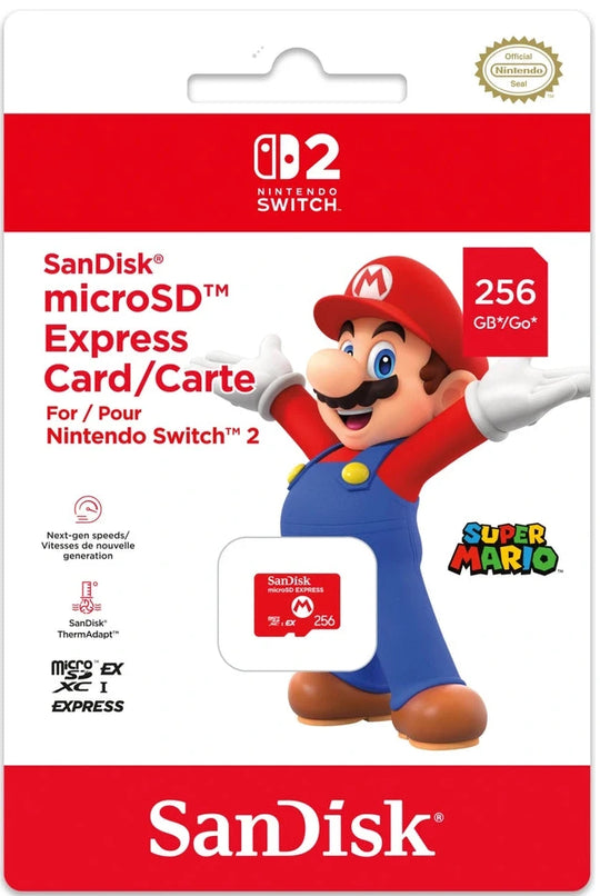 SanDisk 256GB microSD Express Card for Nintendo Switch 2 - Mario