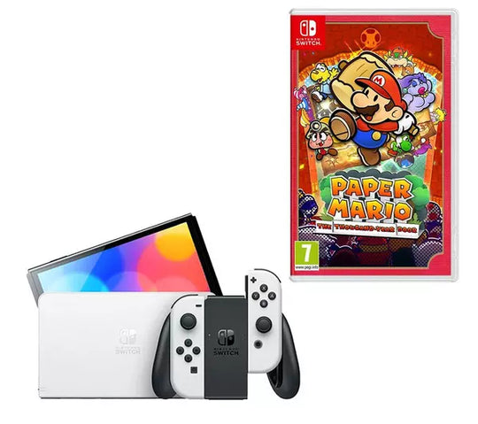 Nintendo Switch OLED &amp; Paper Mario: The Thousand-Year Door Bundle - White