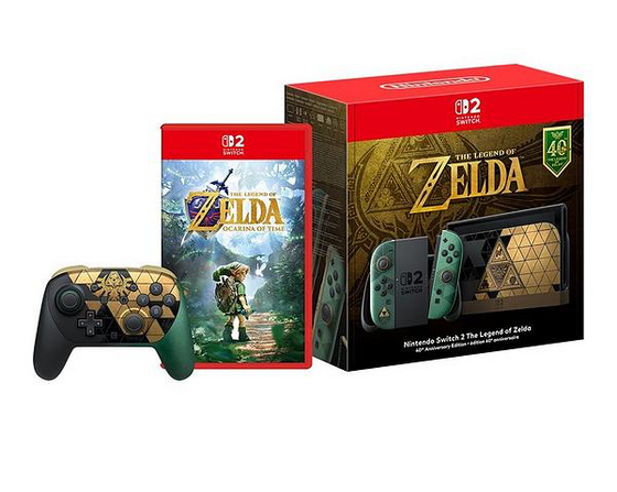 Nintendo Switch 2 –The Legend of Zelda – 40th Anniversary Edition + The Legend of Zelda: Ocarina of Time + The Legend of Zelda 40th Anniversary Edition Pro Controller