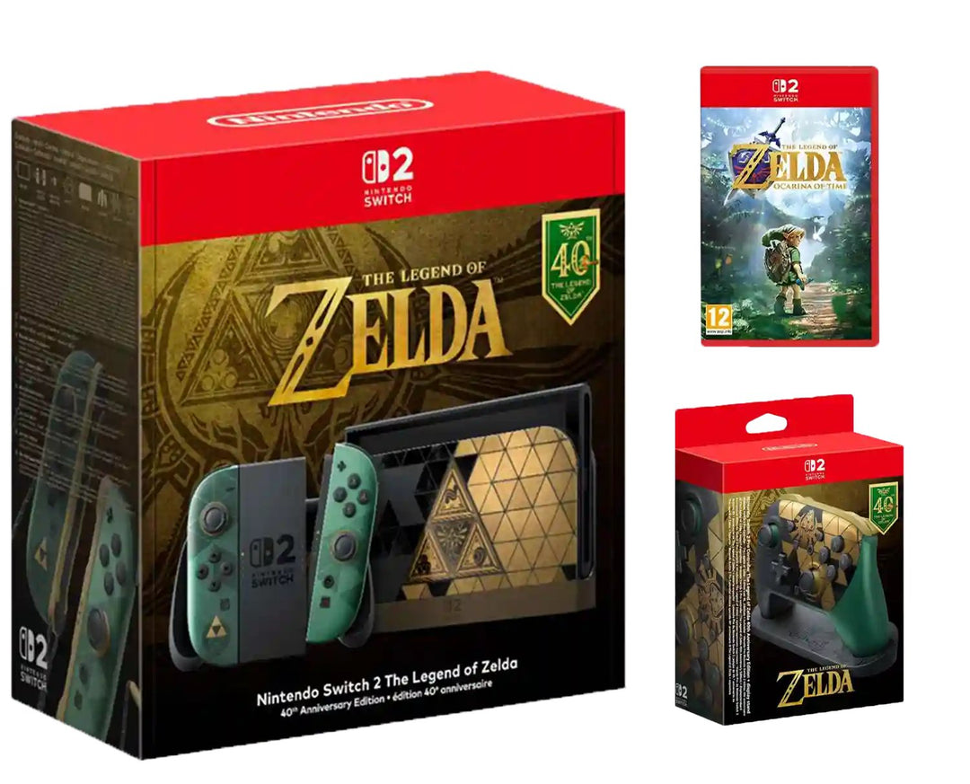 Nintendo Switch 2 –The Legend of Zelda – 40th Anniversary Edition + The Legend of Zelda: Ocarina of Time + The Legend of Zelda 40th Anniversary Edition Pro Controller