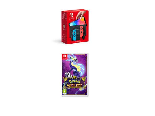 Nintendo Switch (OLED Model) - Neon Blue/Neon Red + Pokémon Violet